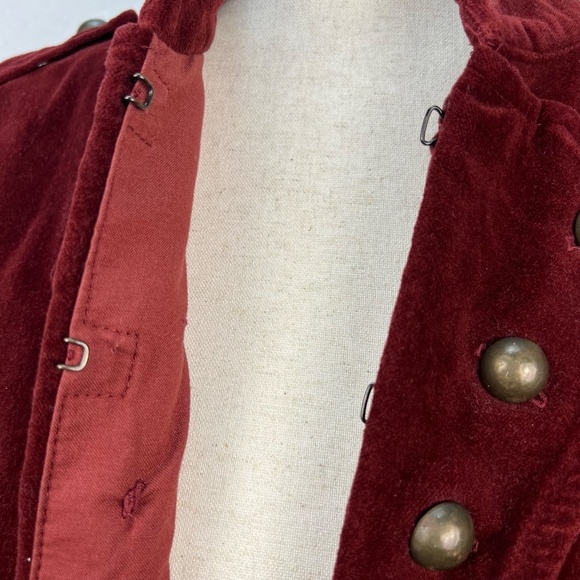 VINTAGE Ivy Jane Velvet Military Jacket Women Burgundy Steampunk Dark Academia - Picture 5 of 13